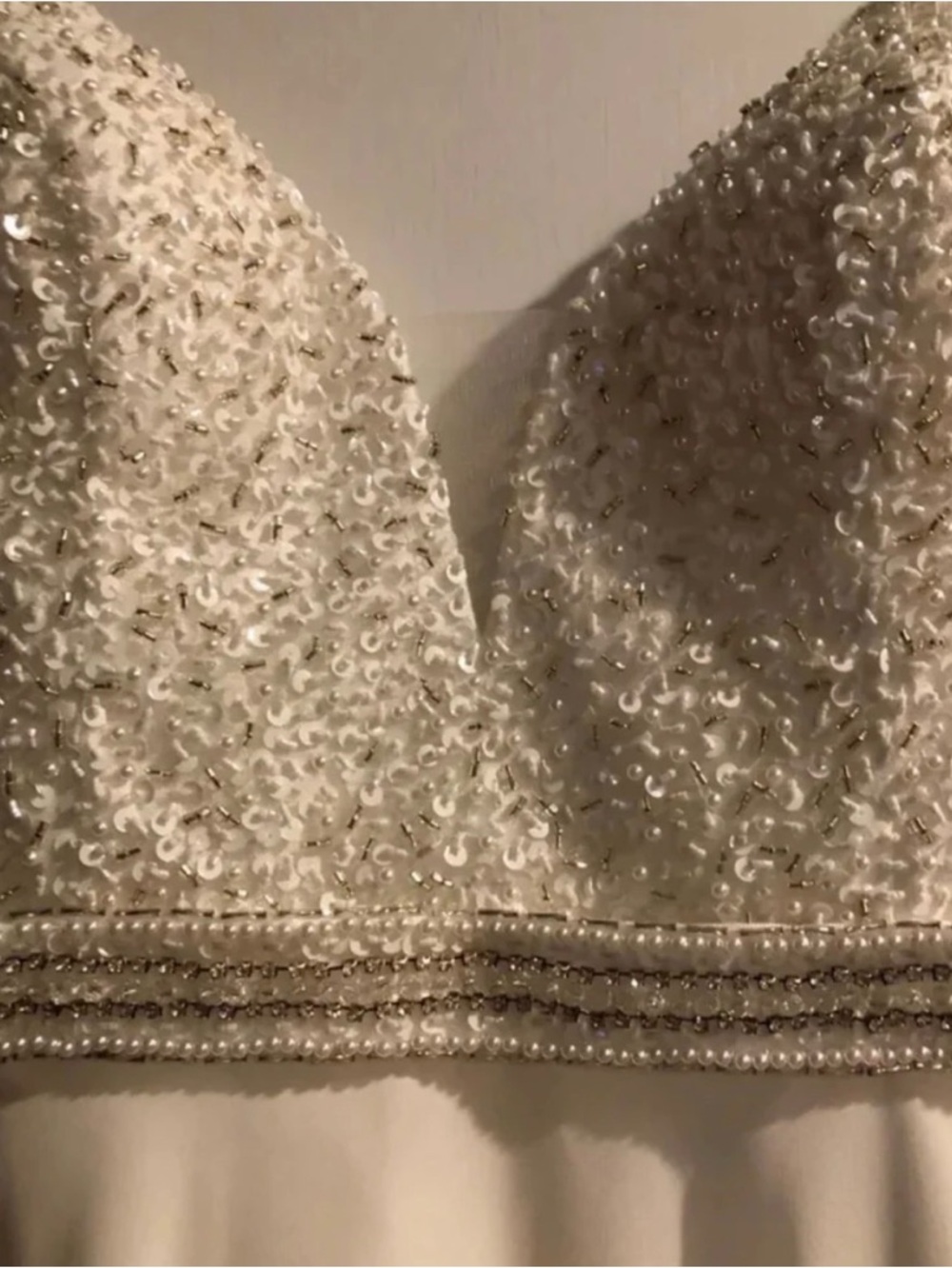 White Zoey Grey Gown Beautifully Beaded Size 12